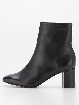 ted baker neyomi leather block heel ankle boot - black, black, size 37, women
