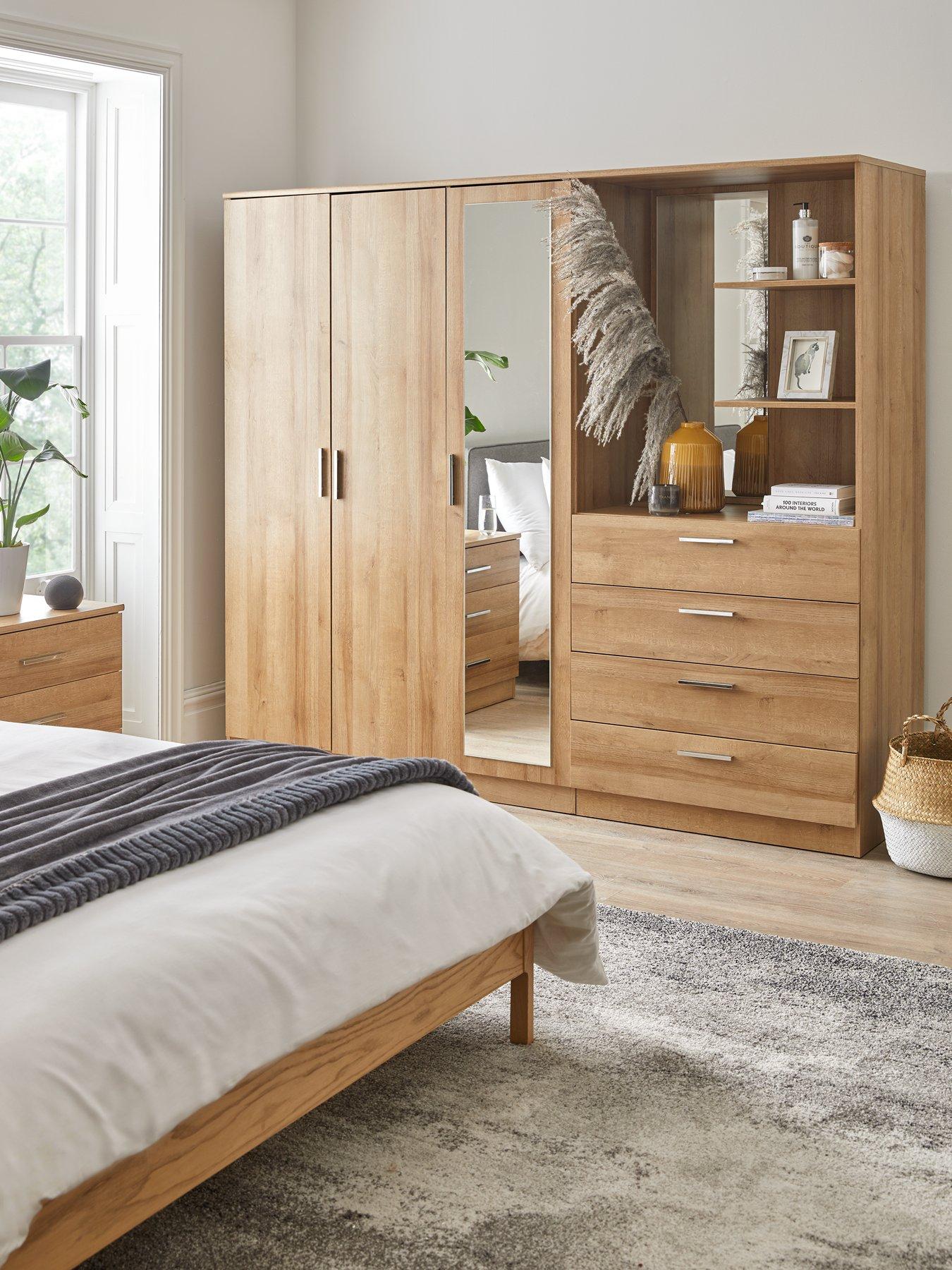 Oak effect deals wardrobe with drawers