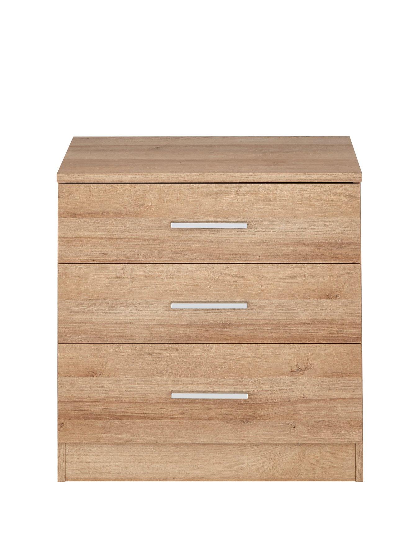 Product photograph of Everyday Panama 3 Drawer Wide Bedside Cabinet from very.co.uk