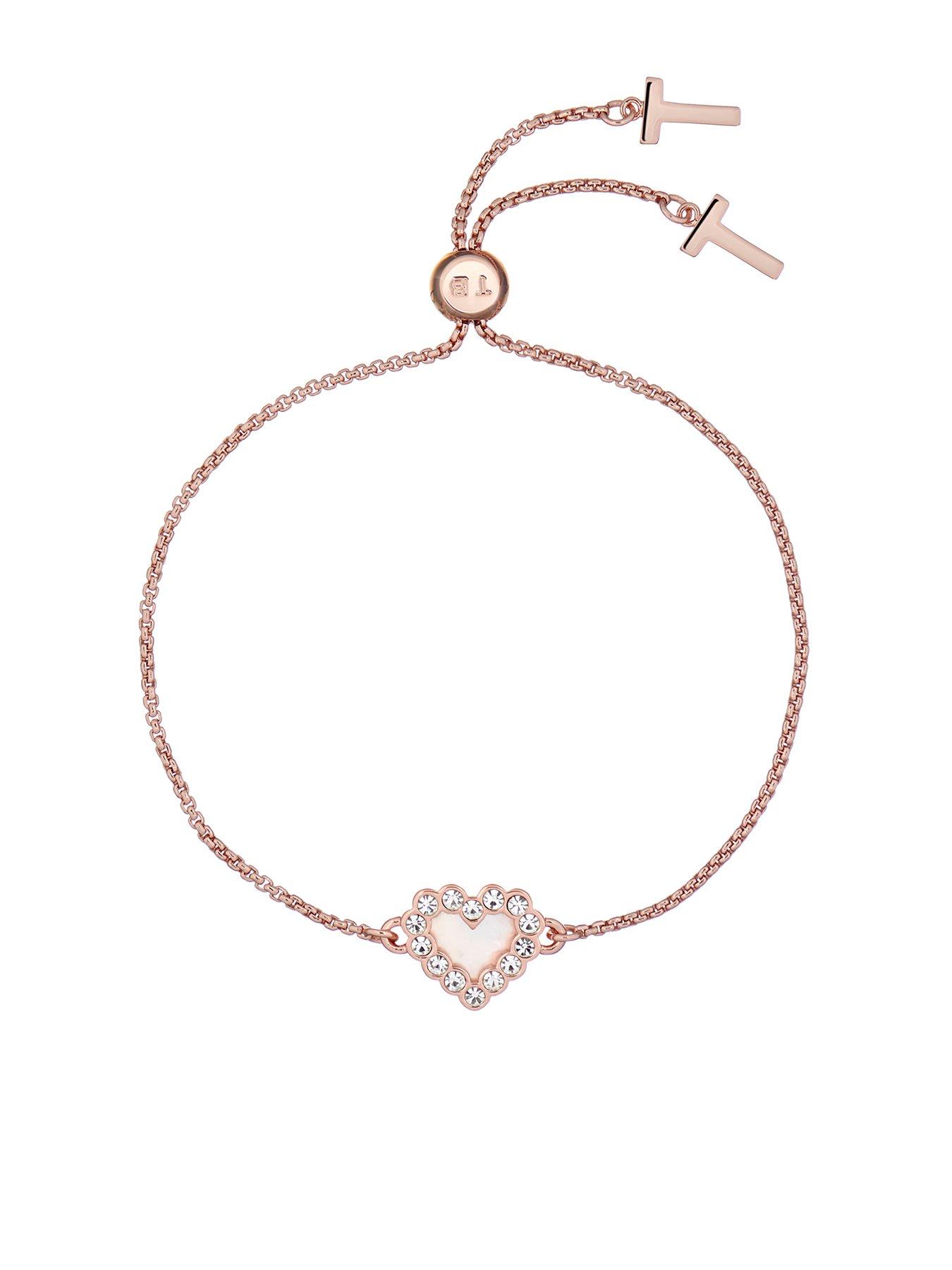 Jewellery & watches Pearlsi Pearly Heart Drawstring Bracelet - Rose Gold
