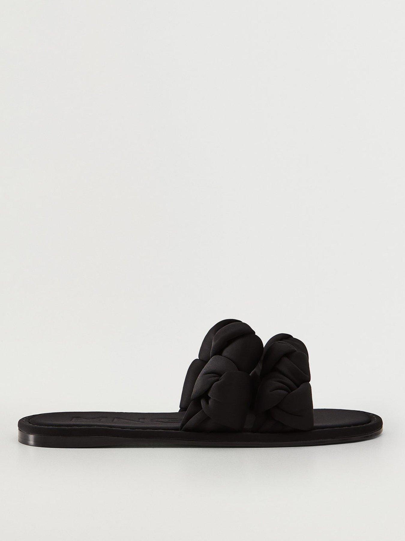 black braided flip flops