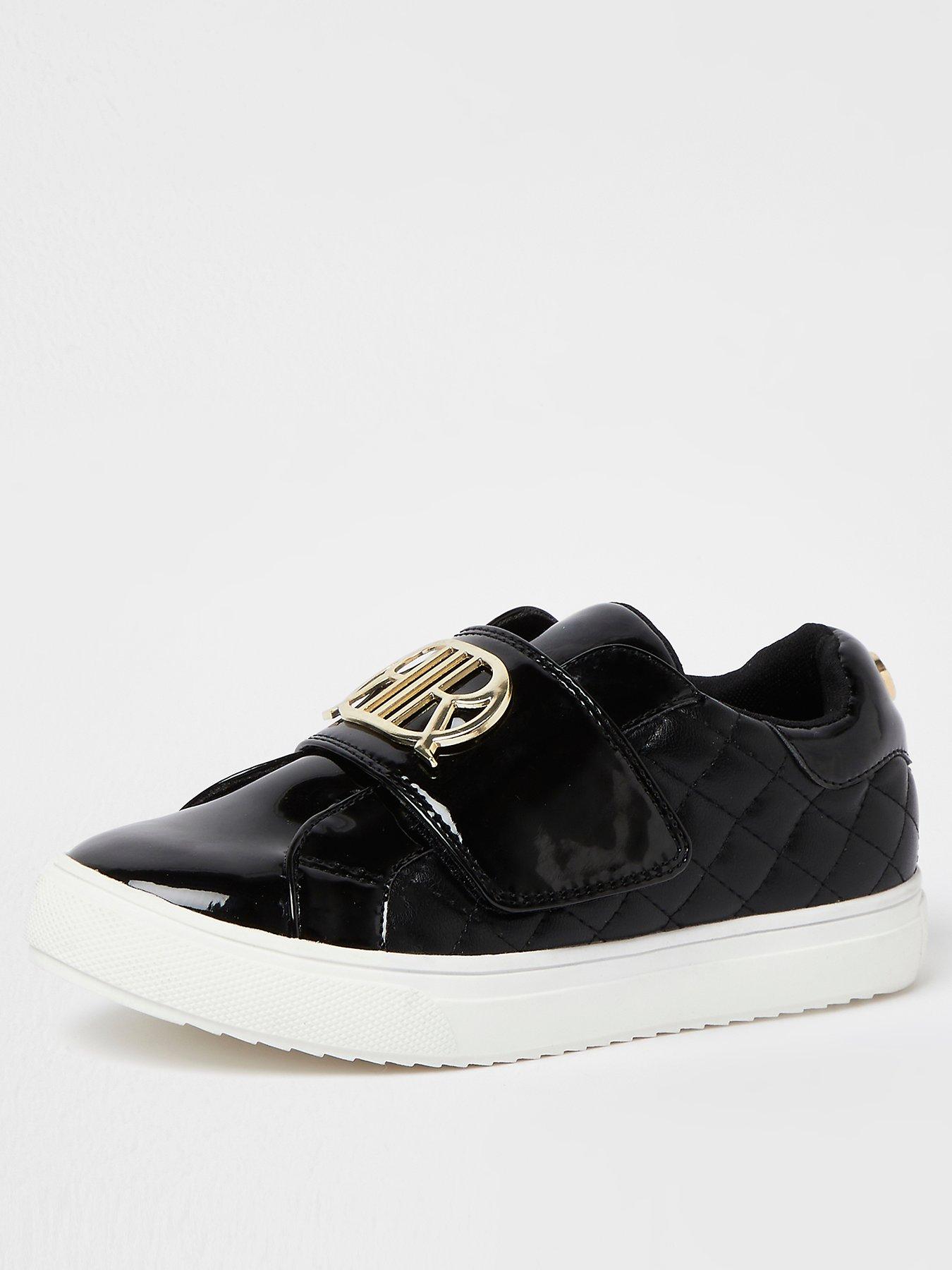 River Island Girls Cquilted PU trainers-Black | very.co.uk