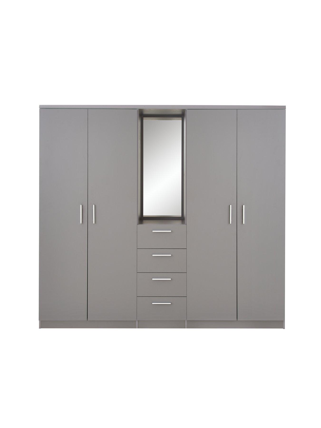undefined Panama 4 Door, 4 Drawer Combi Fitment Wardrobe with Mirror - FSC® Certified