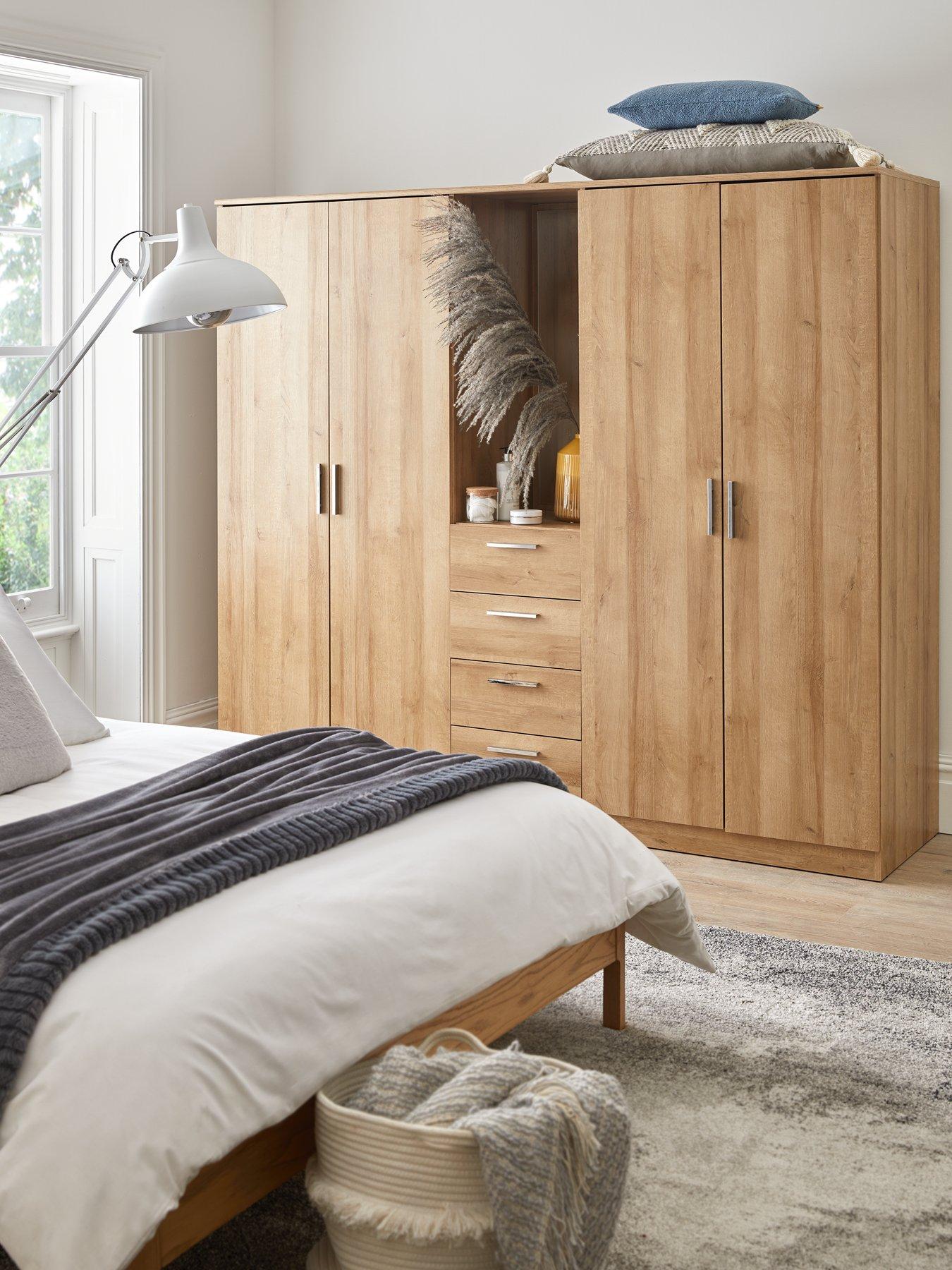 undefined Panama 4 Door, 4 Drawer Combi Fitment Wardrobe with Mirror - FSC® Certified