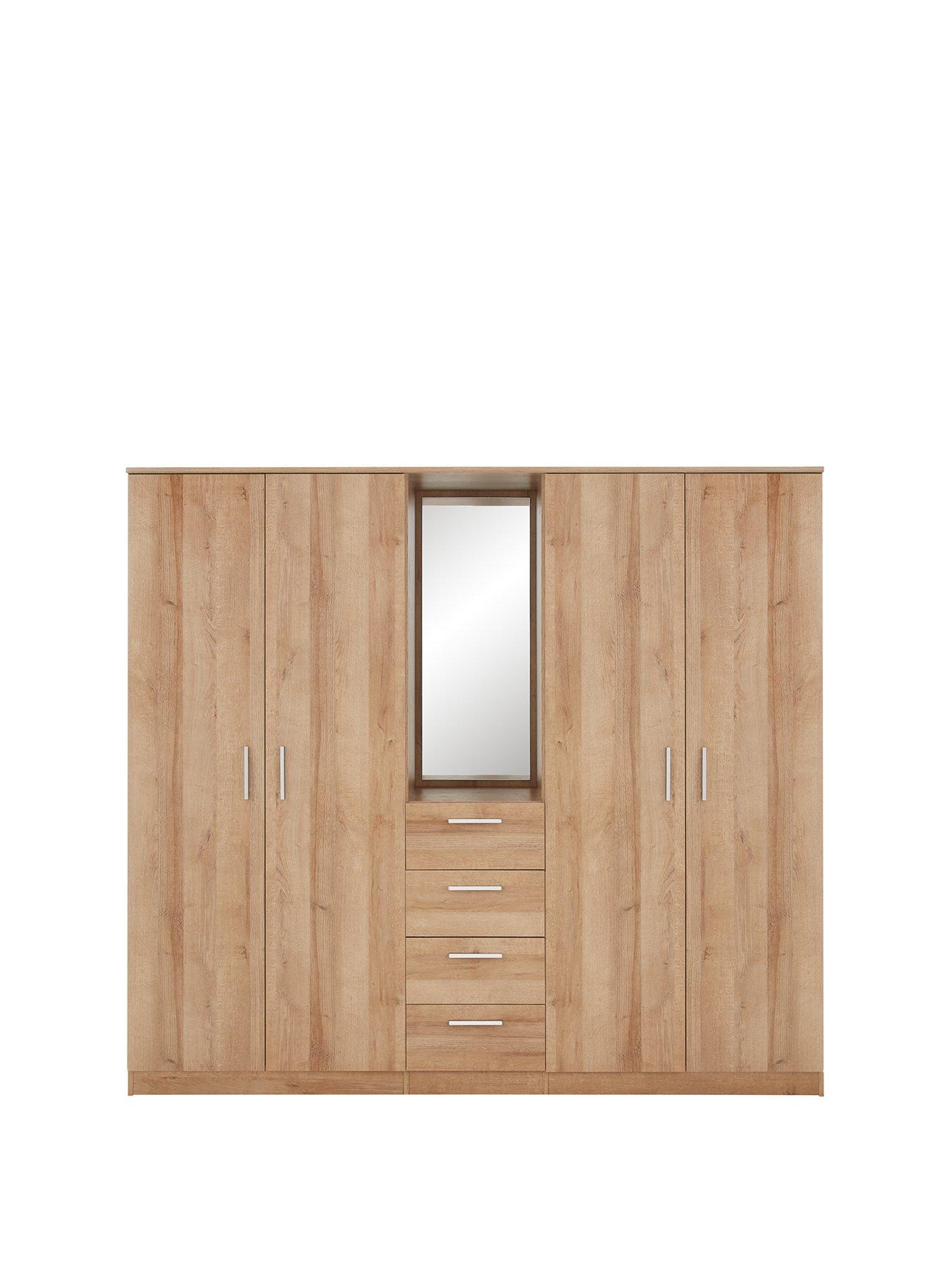 Product photograph of Everyday Panama 4 Door 4 Drawer Combi Fitment Wardrobe With Mirror from very.co.uk