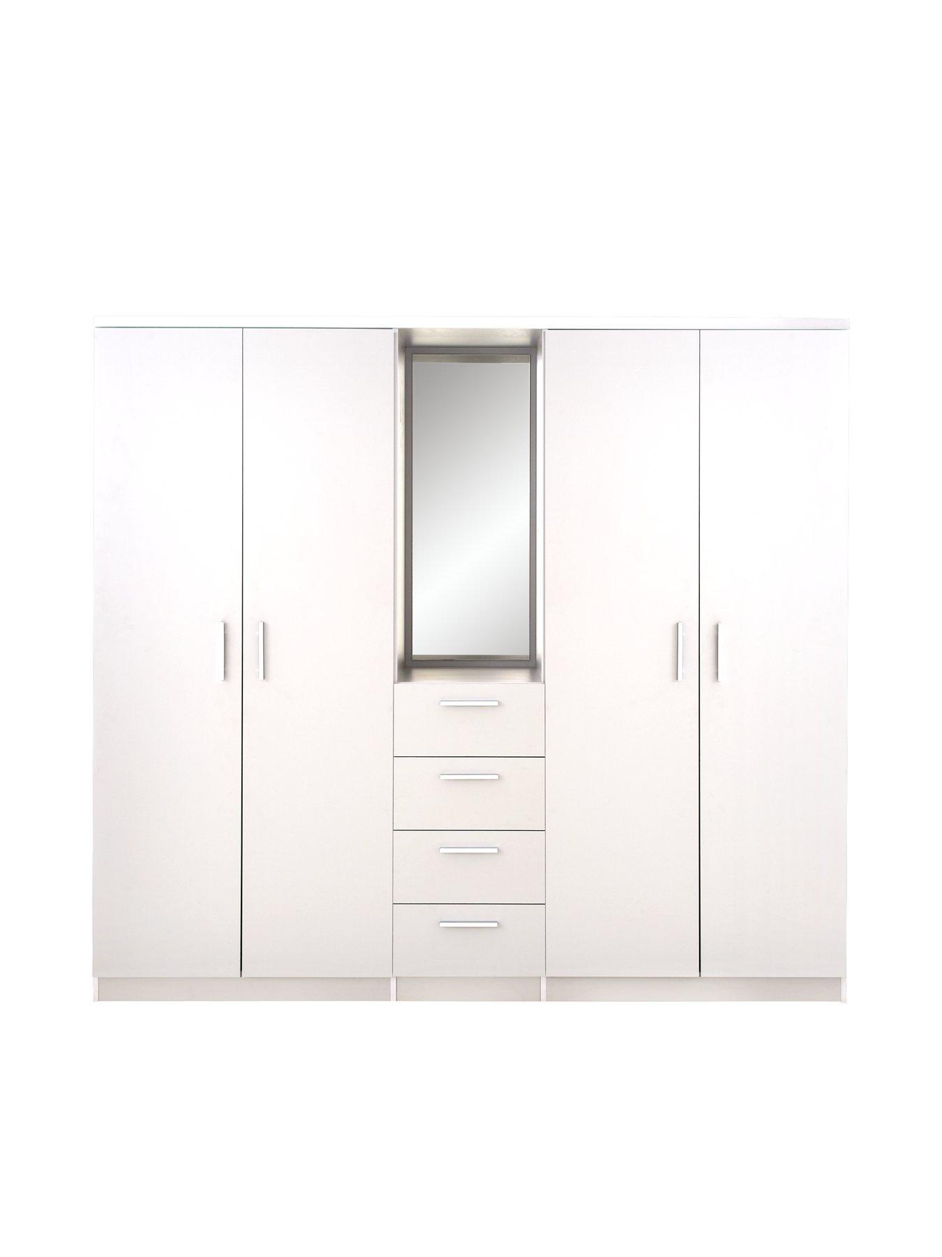 undefined Panama 4 Door, 4 Drawer Combi Fitment Wardrobe with Mirror - FSC® Certified