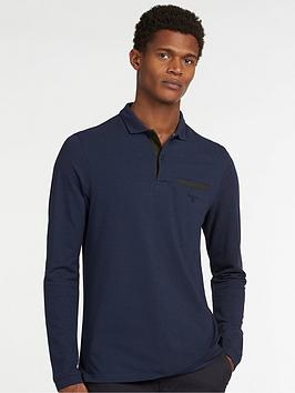 barbour essential l/s pocket polo shirt - navy