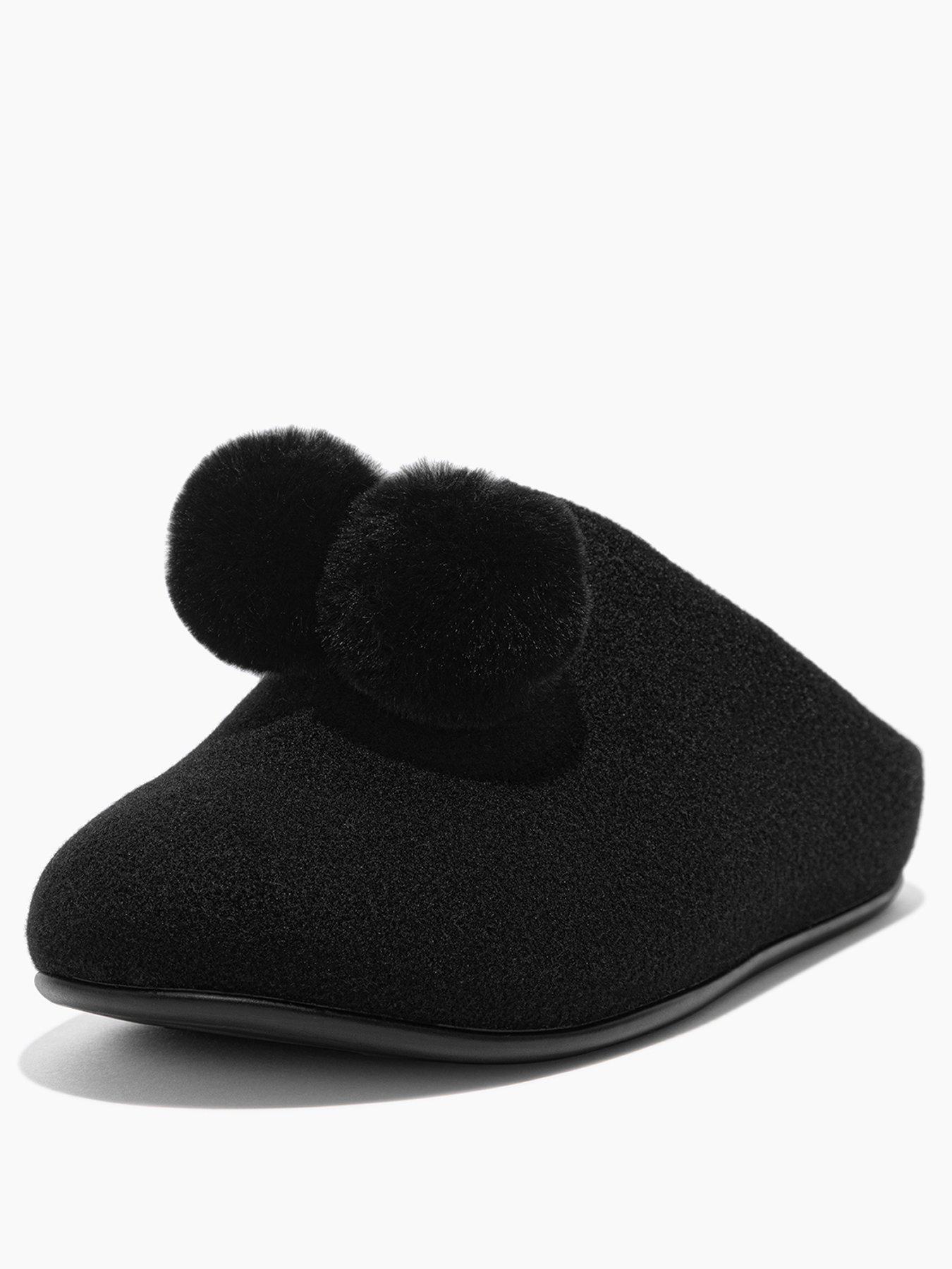 Nightwear & Loungewear Chrissie Pom Pom Slippers - Black