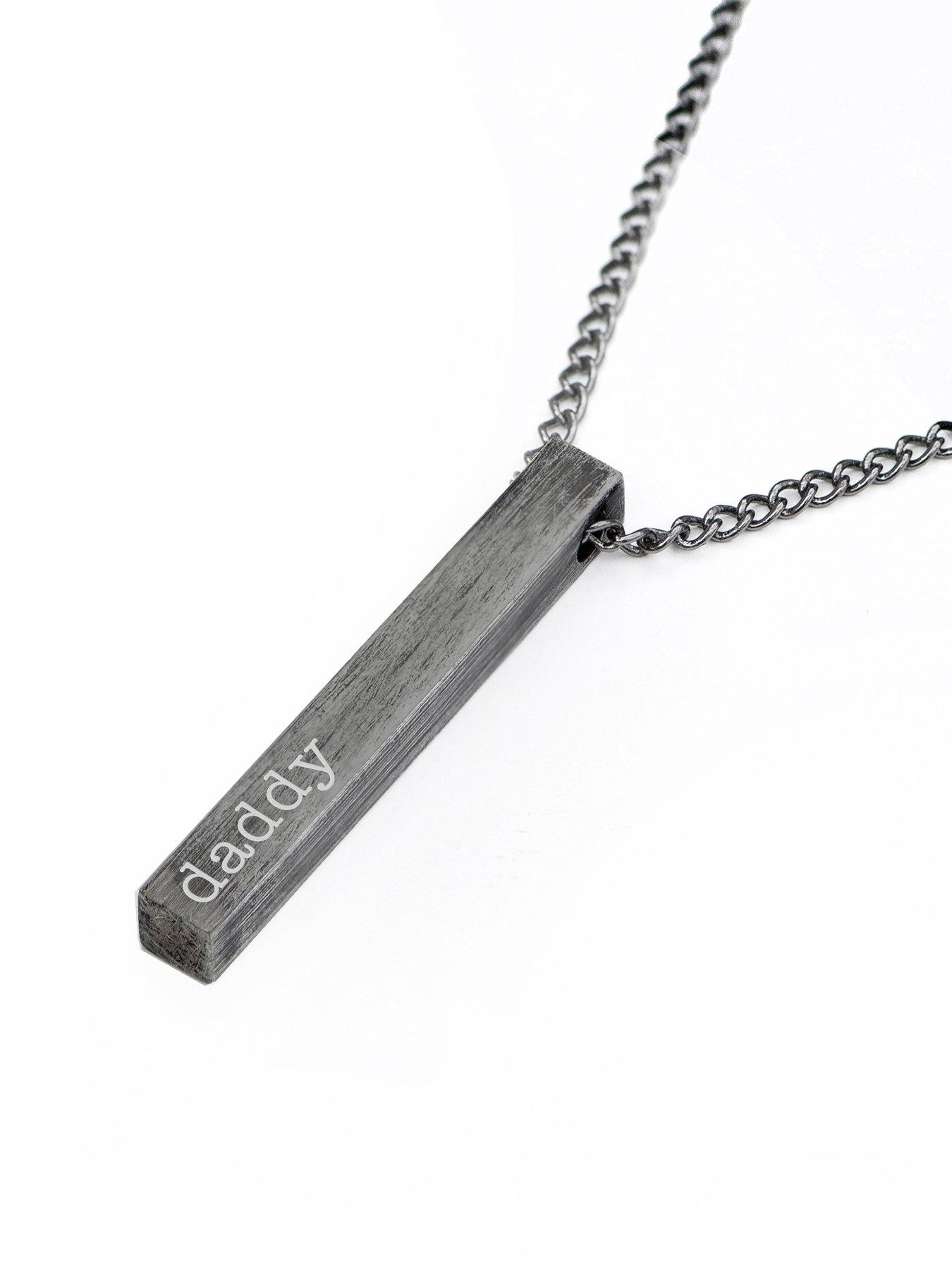 Image 2 of 3 of Treat Republic Personalised Men'S Solid Bar Necklace - Brushed Gunmetal - serif