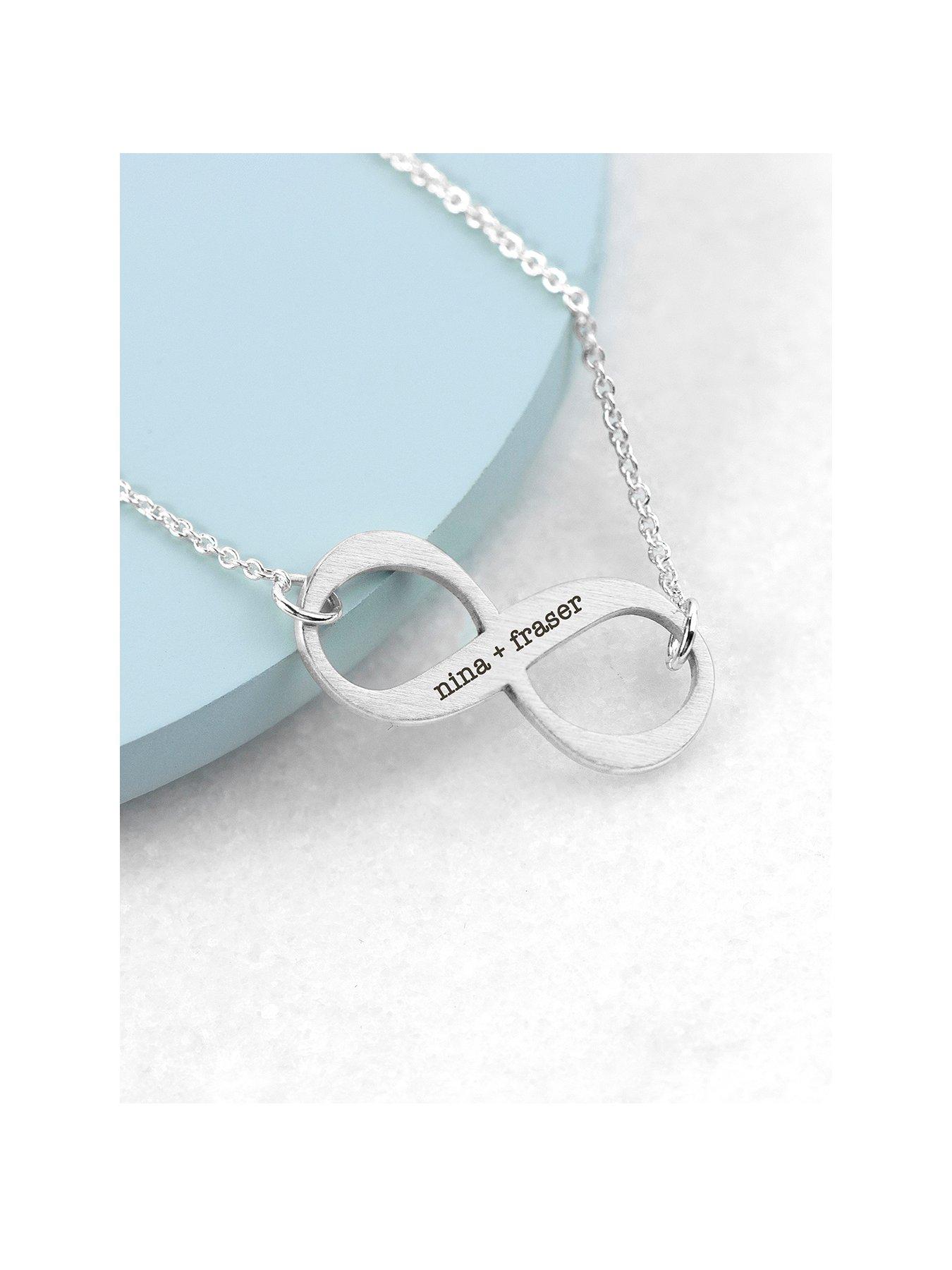 Product photograph of Treat Republic Personalised Infinity Twist Necklace - Silver - Serif from very.co.uk