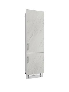 Manor Interiors Linea White Levanto Marble Tall Fridge Freezer Housing 600Mm (Right Hand Hinged) Best Price, Cheapest Prices