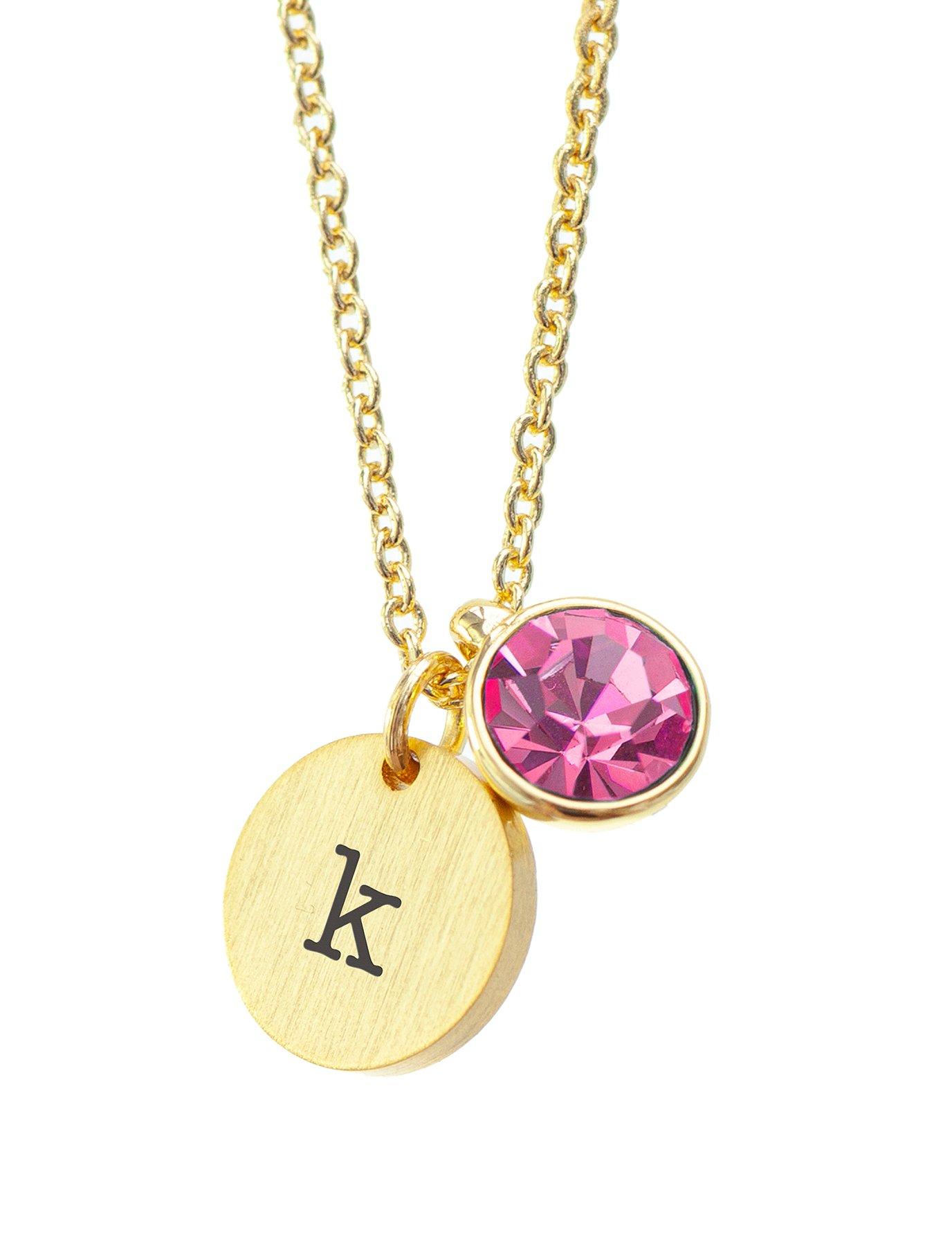 Product photograph of Treat Republic Personalised Birthstone Crystal And Disc - Gold - August from very.co.uk