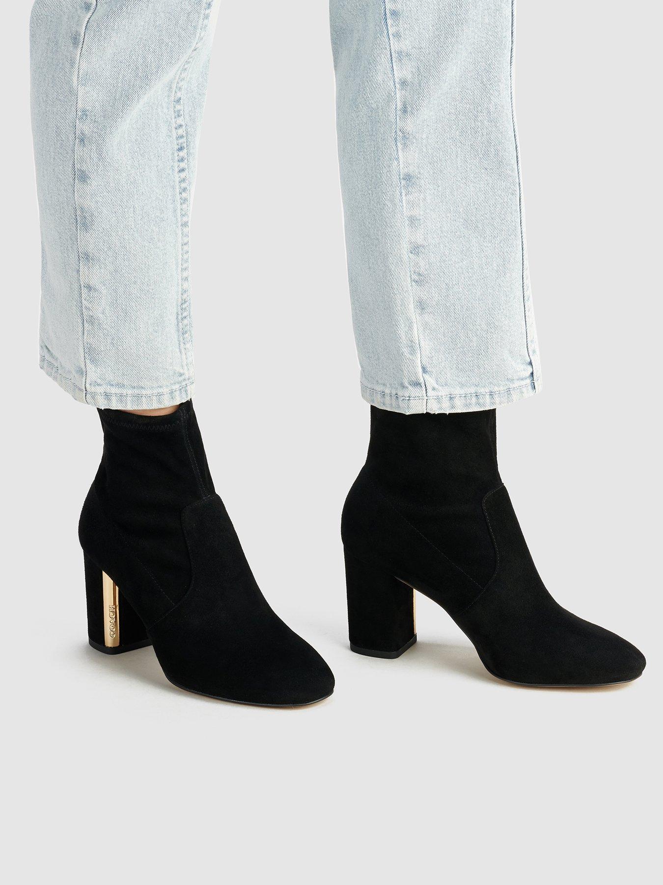coach black suede booties