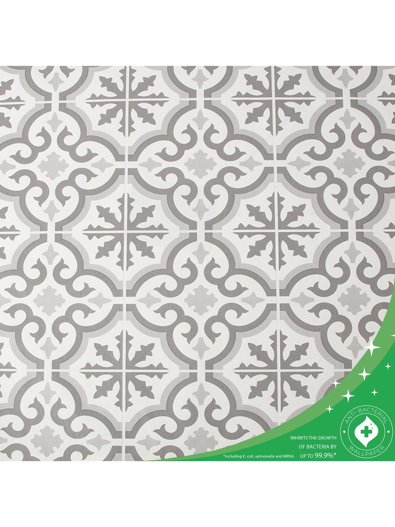 Image 2 of 2 of Contour Grecian Anti-Bacterial Grey Wallpaper