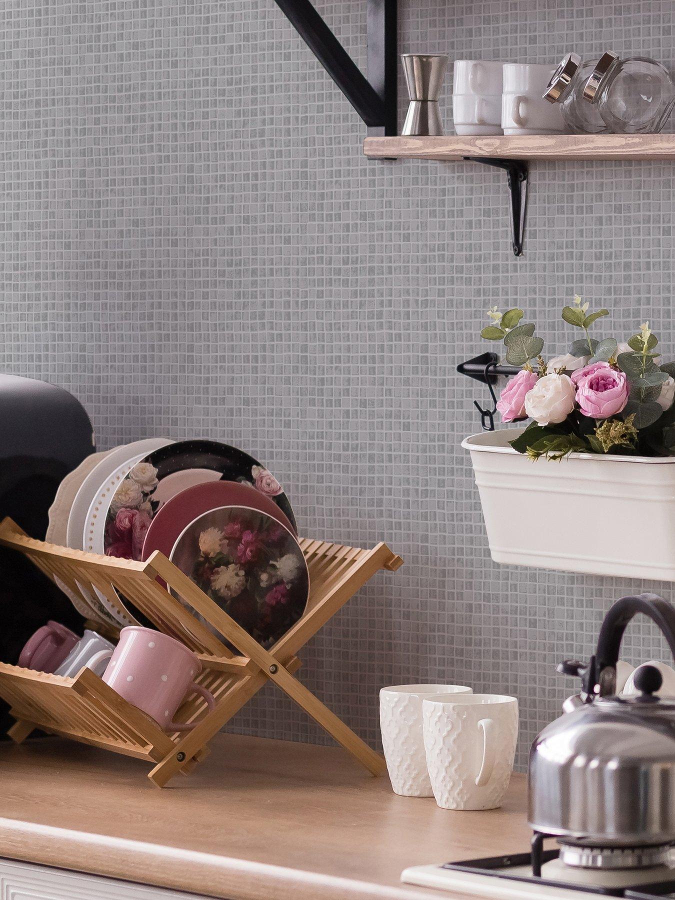 undefined Spectrum Mosaic Anti-Bacterial Grey Wallpaper