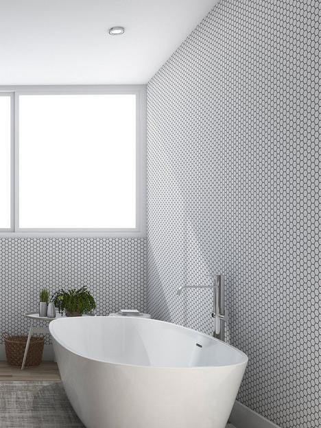 contour-hexagon-lattice-anti-bacterial-white-wallpaper