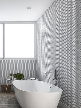 Product photograph of Contour Hexagon Lattice Anti-bacterial White Wallpaper from very.co.uk