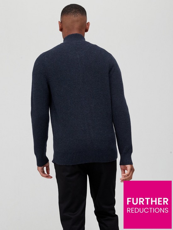 stillFront image of lyle-scott-knitted-zip-through-cardigan-navy-marl