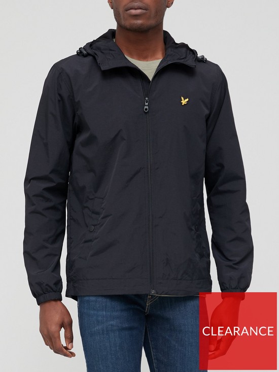 front image of lyle-scott-zip-through-hooded-jacket-black