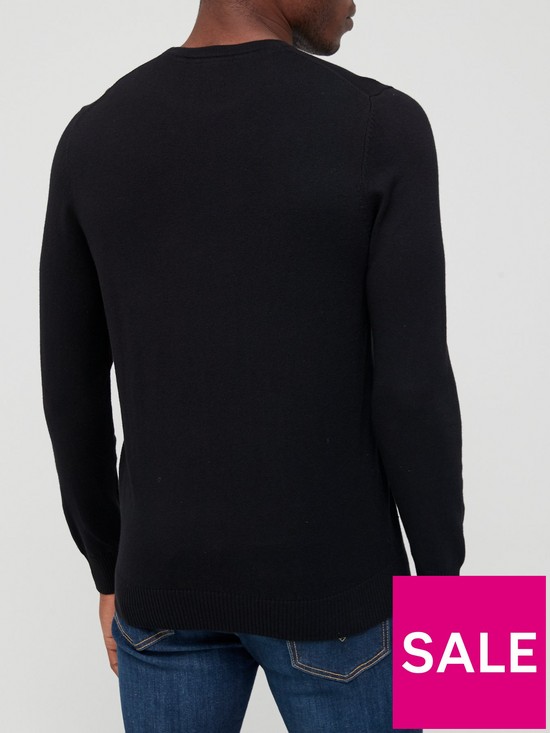 stillFront image of lyle-scott-cotton-merino-crew-knitted-jumper-black