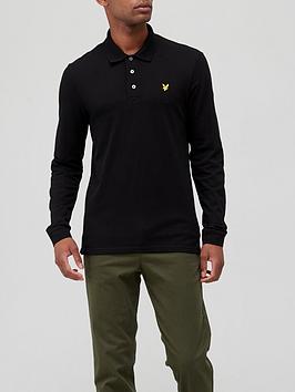 lyle & scott long sleeve polo shirt - black