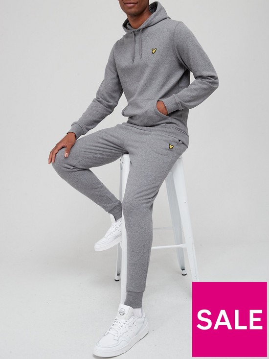 front image of lyle-scott-skinny-fit-joggers-grey-marl