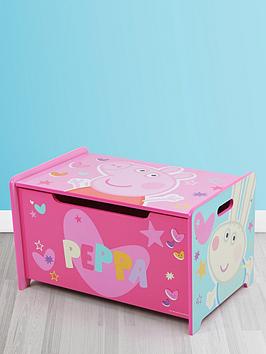 Product photograph of Peppa Pig Deluxe Wooden Storage Box Bench from very.co.uk