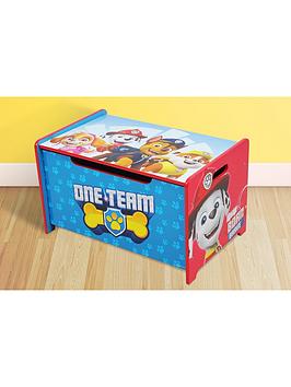 Product photograph of Paw Patrol Deluxe Wooden Storage Box Bench from very.co.uk
