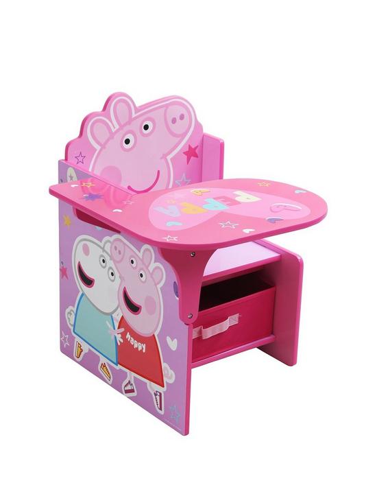 front image of peppa-pig-chair-desk-with-storage-bin