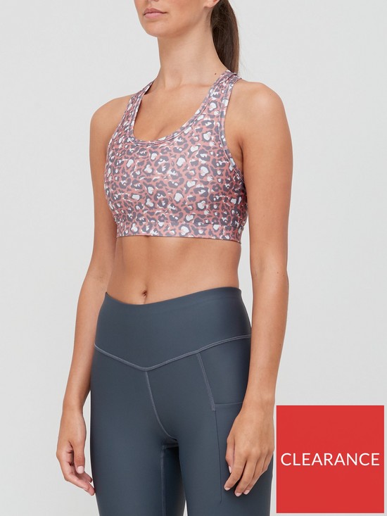 front image of west-seventy-nine-sustainable-jump-printed-sports-bra-pink