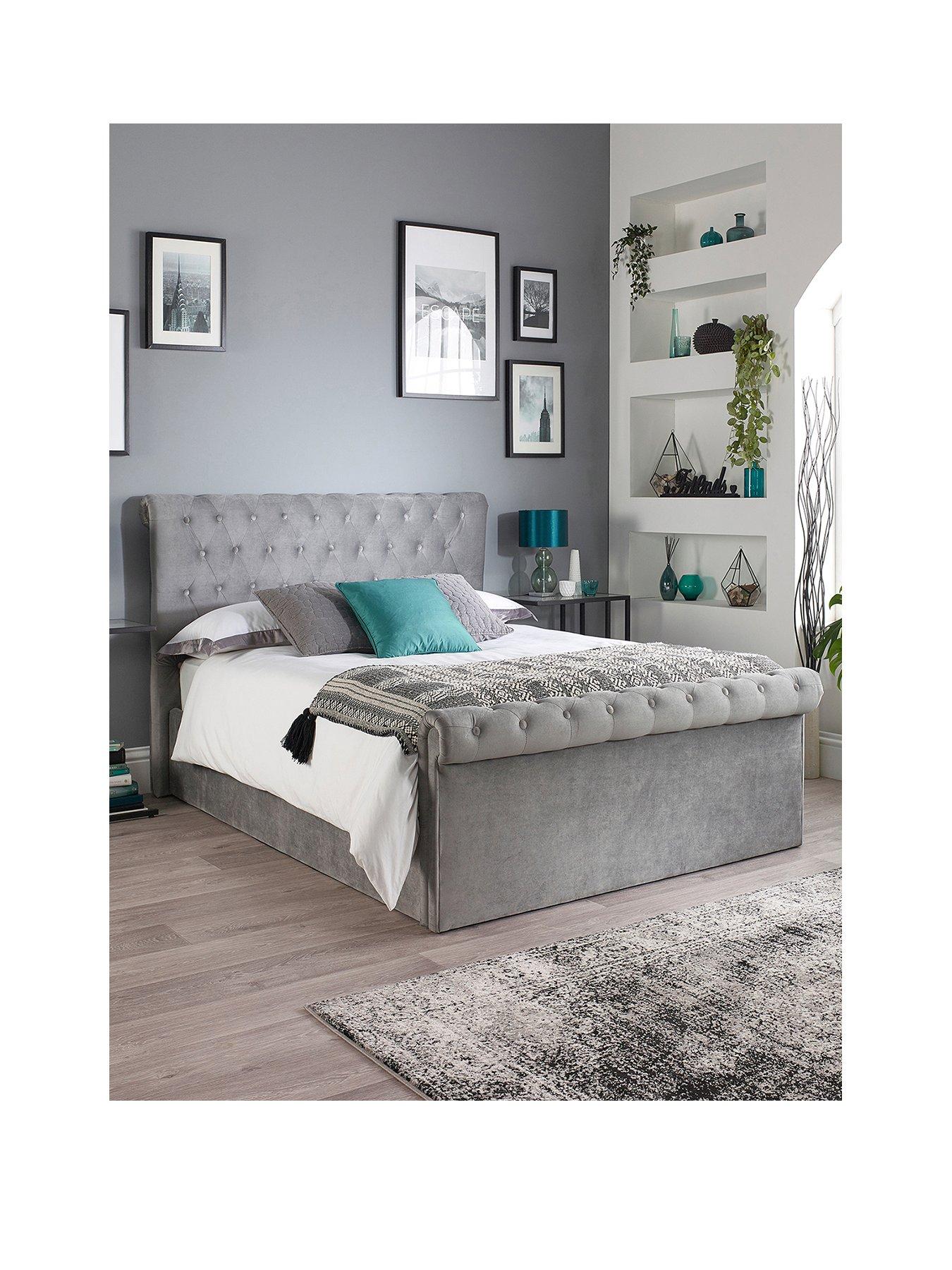 Grey king deals bed with storage