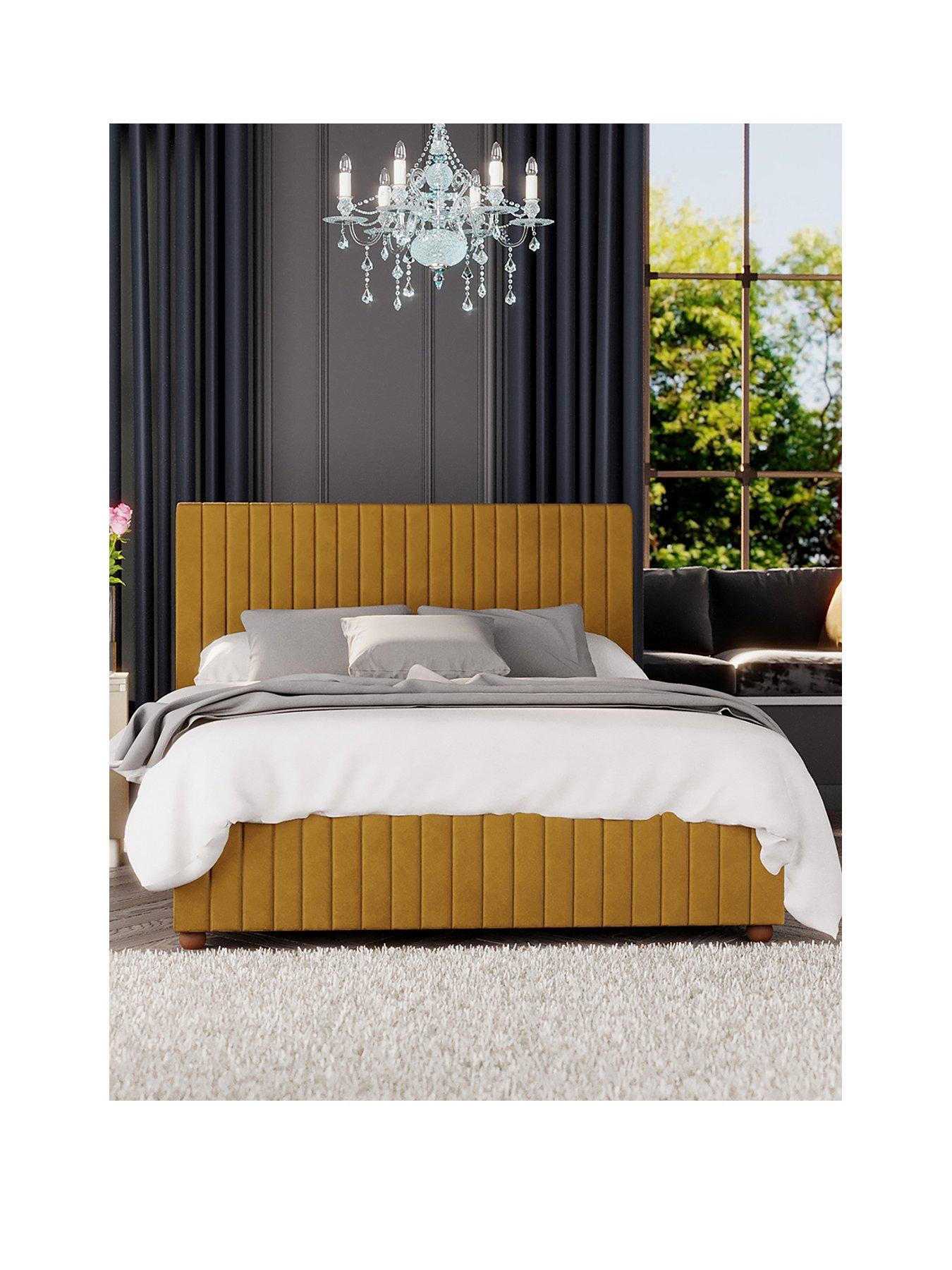 yellow small double bed