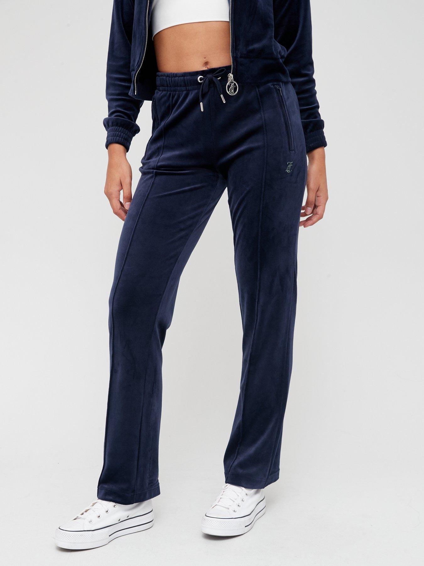 Juicy Couture Diamante Back Logo Velour Track Pant Navy Very