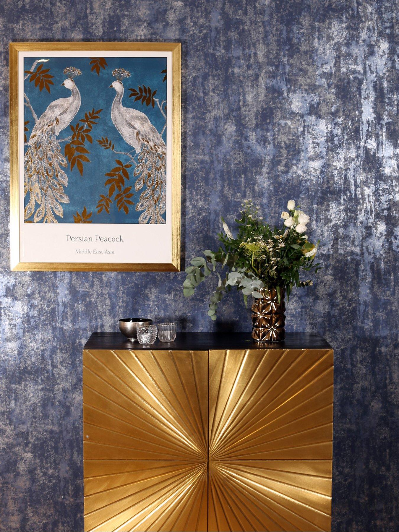 ARTHOUSE Stone Textures Navy/silver Wallpaper