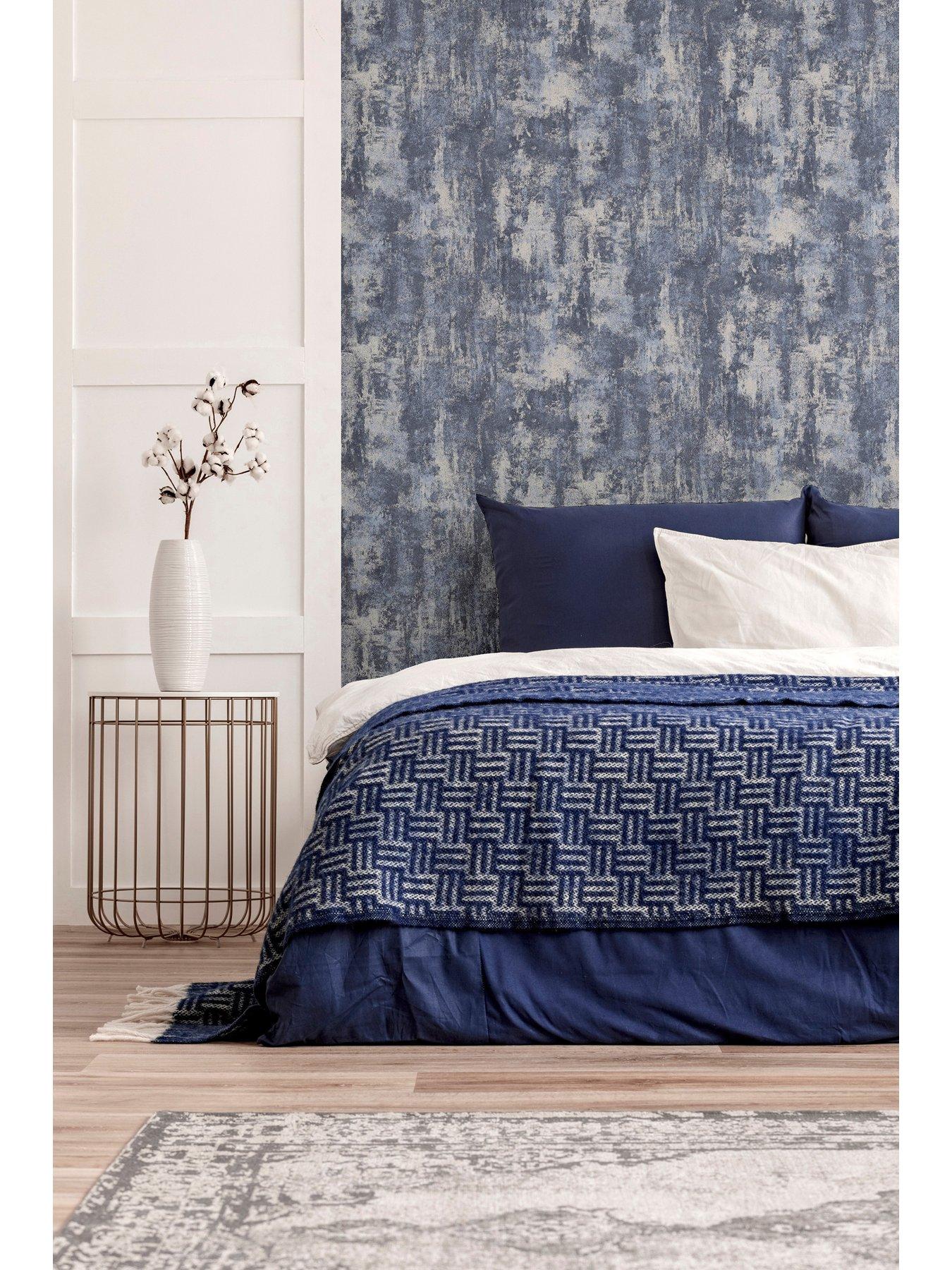 Image 3 of 4 of ARTHOUSE Stone Textures Navy/silver Wallpaper