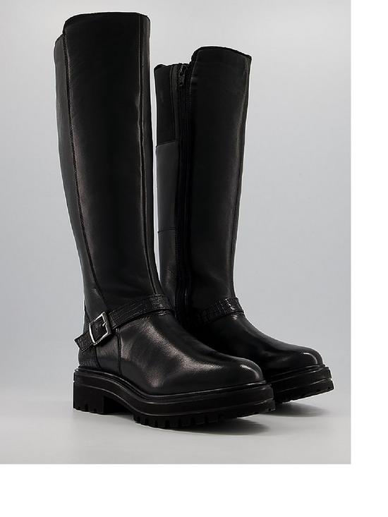 front image of office-keiss-leather-walking-knee-boot-black