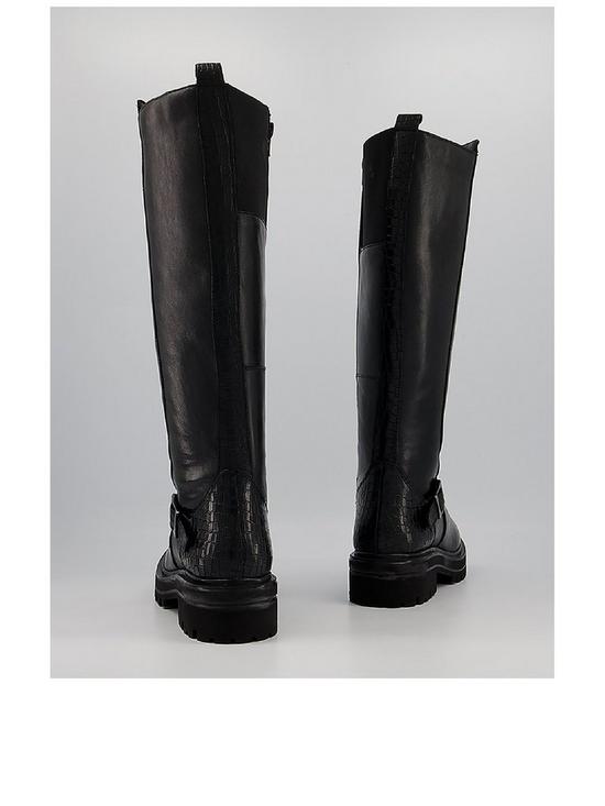 stillFront image of office-keiss-leather-walking-knee-boot-black