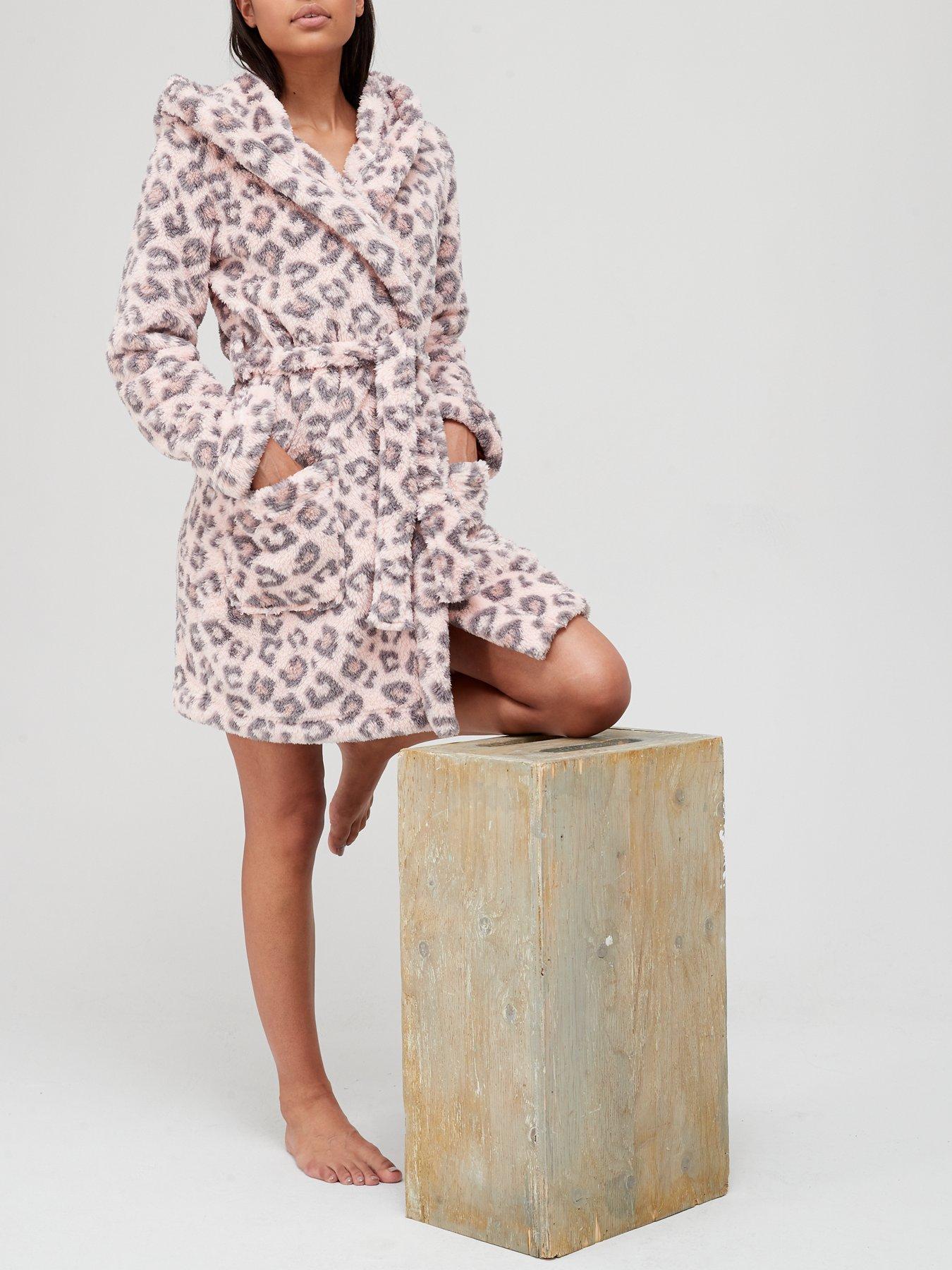 pink leopard print dressing gown