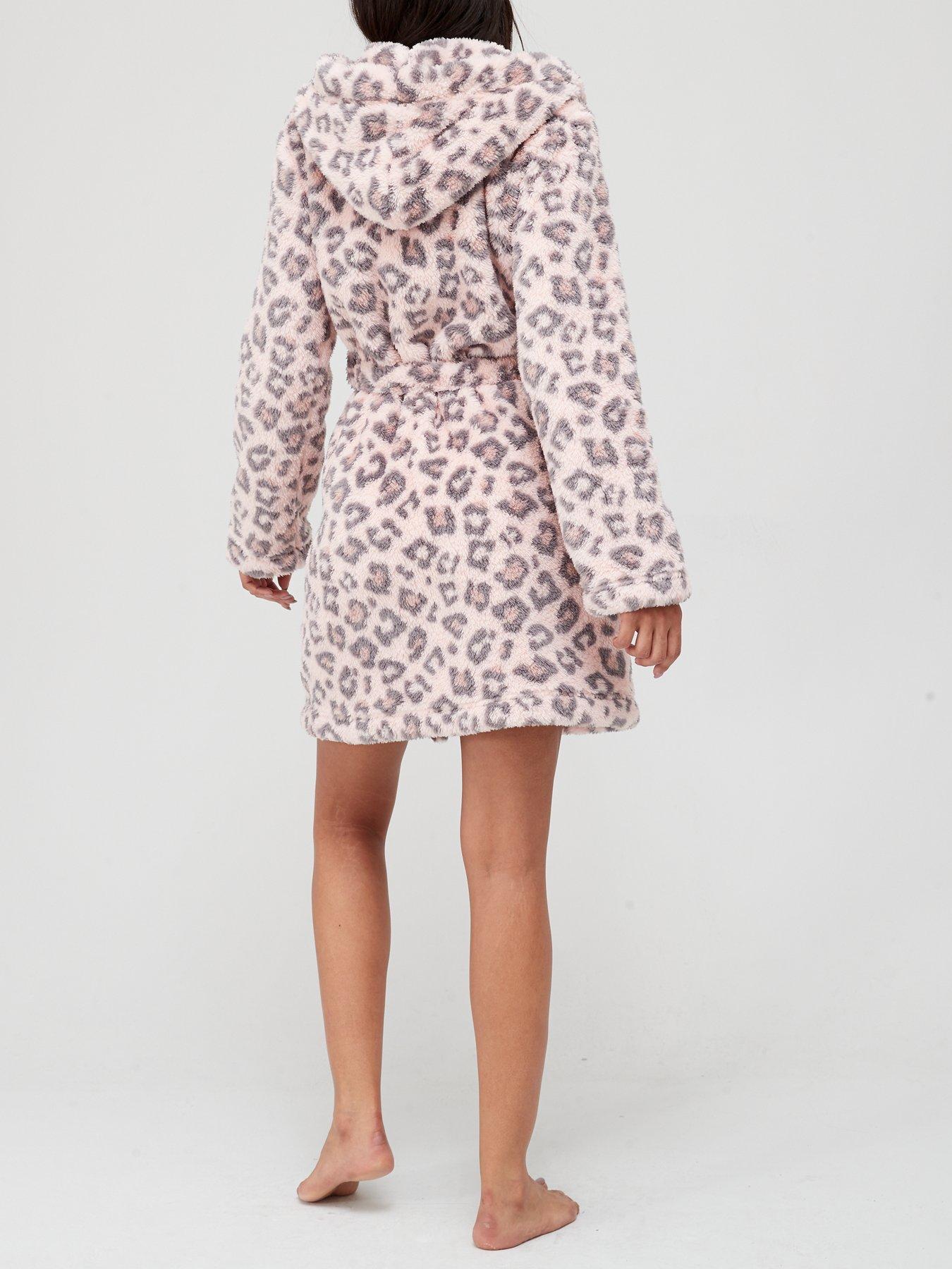 pink leopard dressing gown