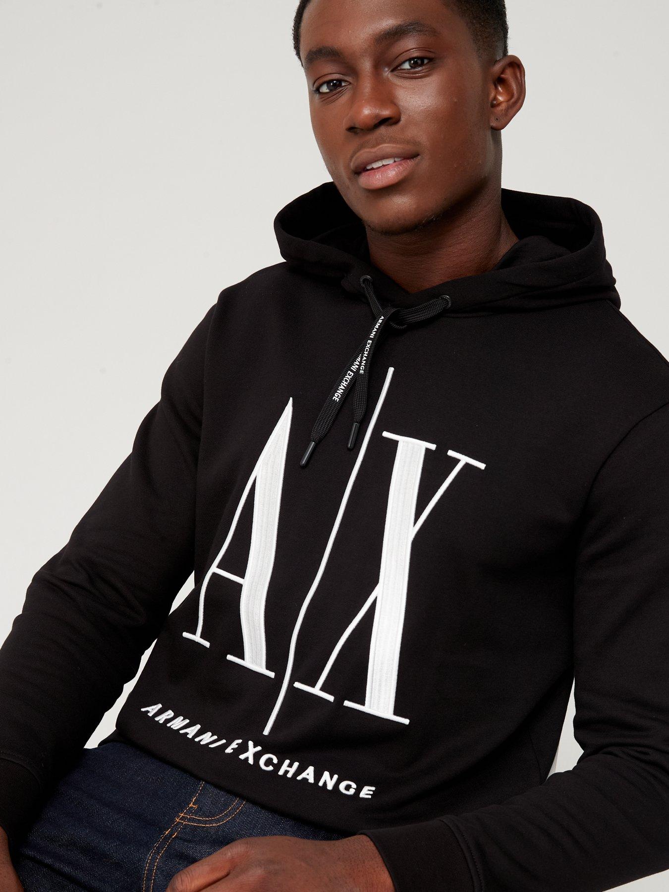 Image 4 of 4 of Armani Exchange Icon Logo Overhead Hoodie - Black