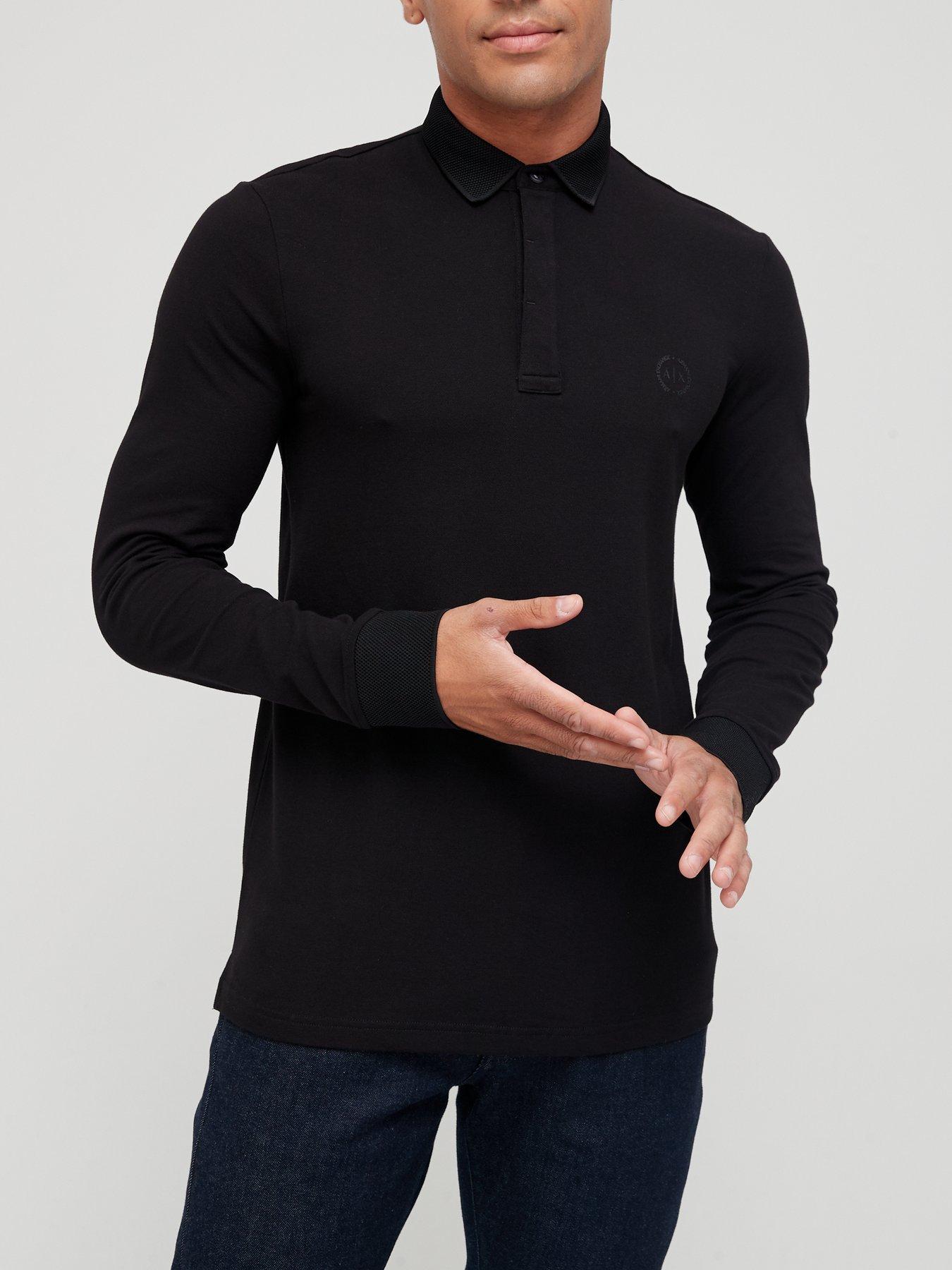 Armani long sleeve polo black sales