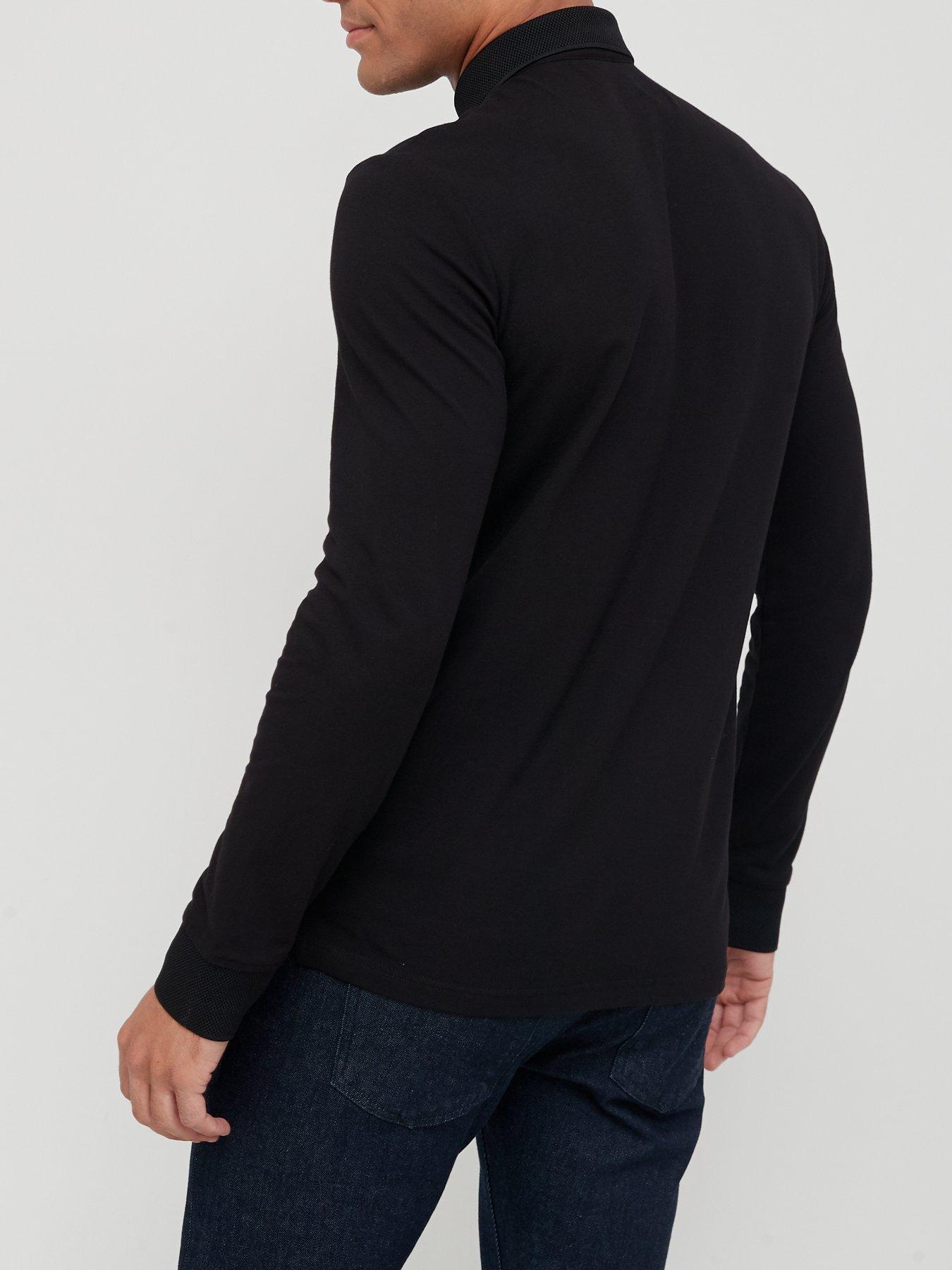 Armani Exchange Long Sleeve Slim Fit Polo Shirt Black Very