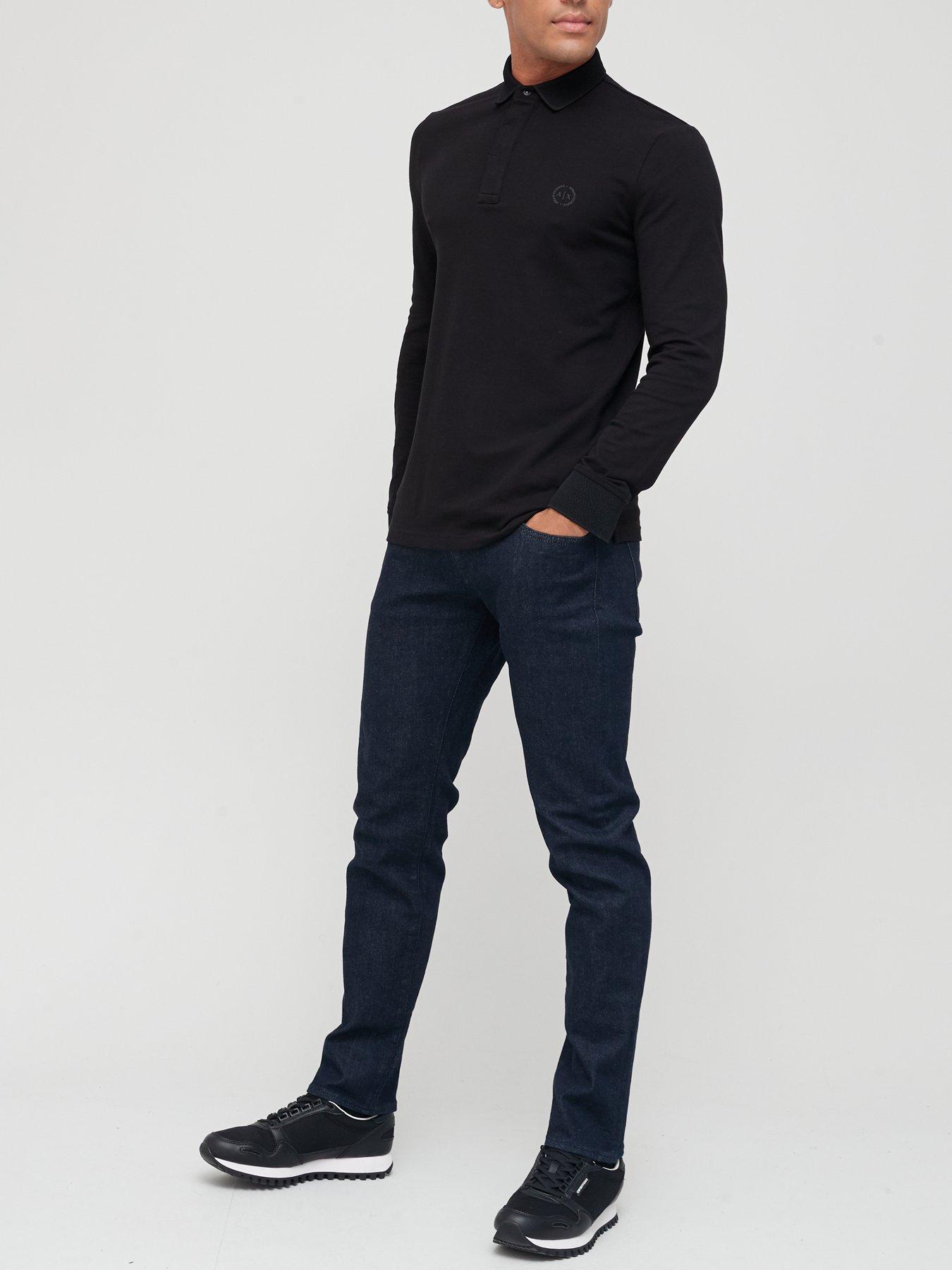 Armani long deals sleeve polo black