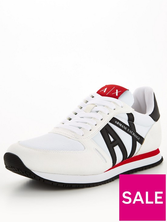 front image of armani-exchange-classic-runner-trainers-whitenbsp