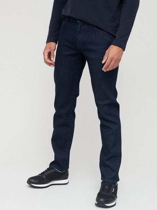 front image of armani-exchange-j16-straight-fitnbspraw-jeans-indigonbsp