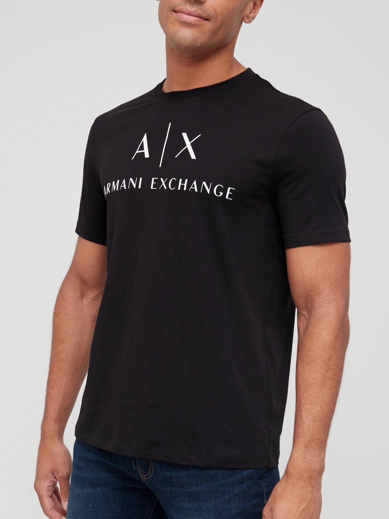 Image 1 of 4 of Armani Exchange AX Logo Print Slim Fit T-Shirt - Black