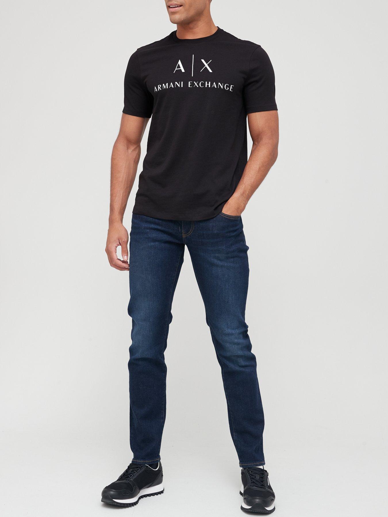 Image 3 of 4 of Armani Exchange AX Logo Print Slim Fit T-Shirt - Black