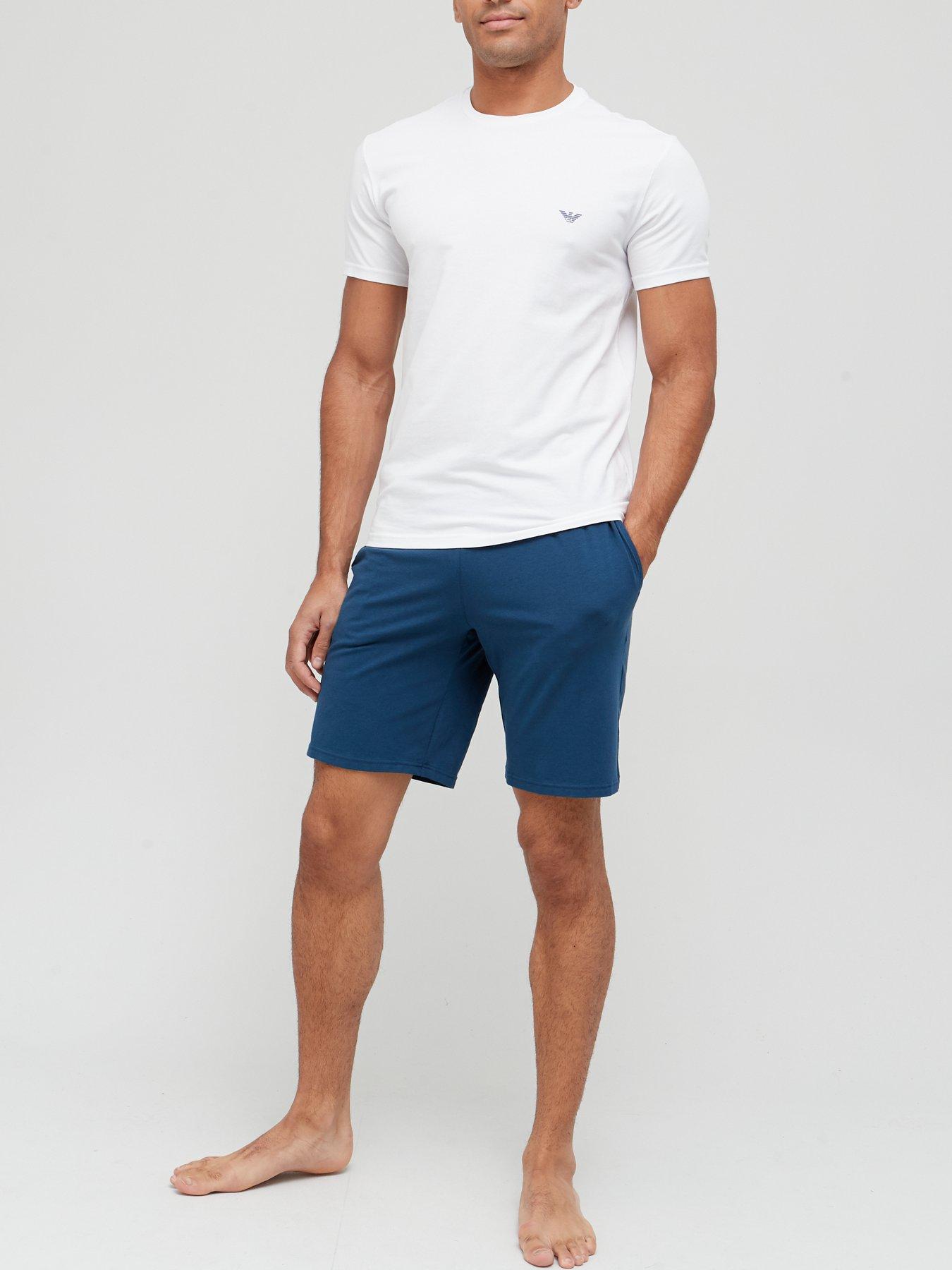 Emporio Armani Bodywear Endurance Lounge T-Shirt And Short Set - Blue/White  