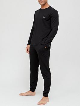 emporio armani bodywear endurance lounge t-shirt and pants set - black