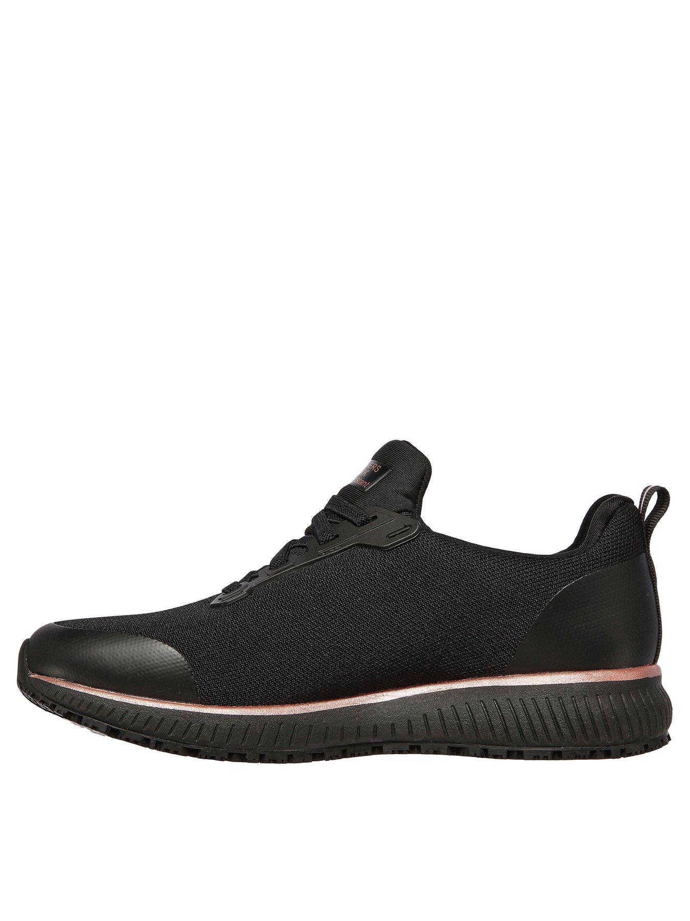 Image 3 of 6 of Skechers Workwear Squad Slip Resitant Bungee Lace Slip-on Trainer - Black/rose Gold